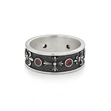 Burnt 950 Sterling Silver Cross Ring